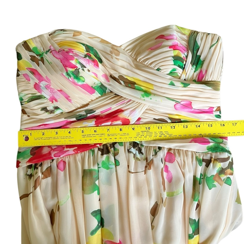 JS COLLECTION Blush Watercolor Floral Chiffon Sweetheart Formal Gown 12 MRSP$225 - Picture 7 of 11